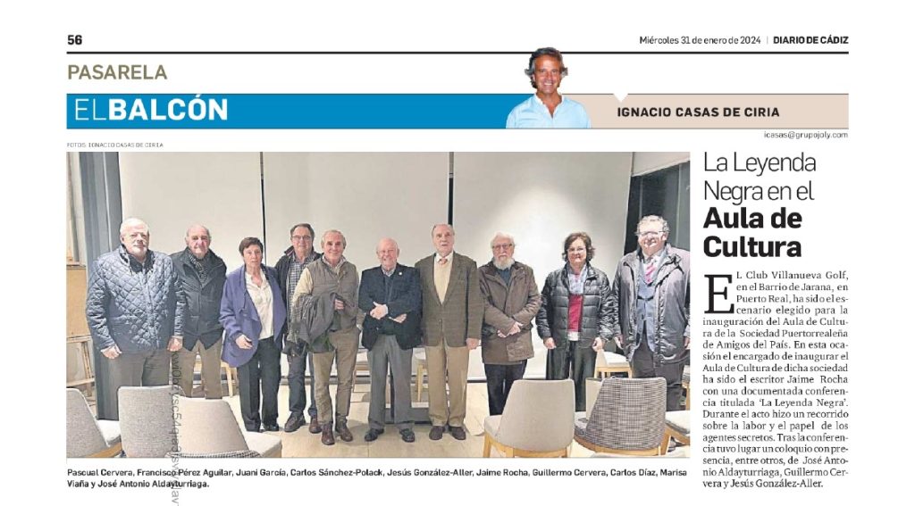 Prensa Diario de Cádiz. La Leyenda Negra en el Aula de Cultura
