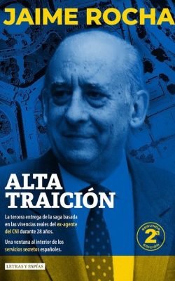 Tapa azul de la novela Alta Traición de Jime Rocha